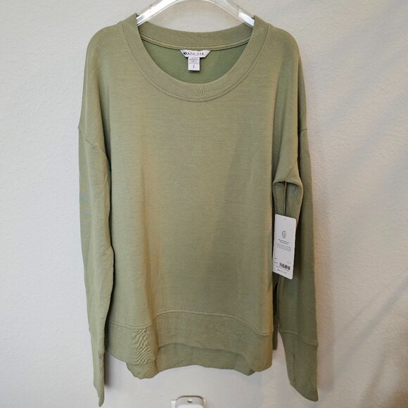 *NWT* Small Green Athleta Coaster Luxe Sweatshirt - "Relaxed with room to move" - Picture 1 of 9